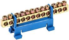 Шина неизолированная тип "Стойка" IEK N "ноль" ШНИ-6х9-12-С-С 12 групп синий картинка 